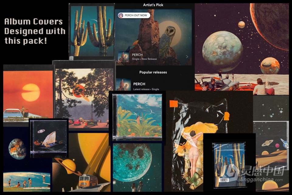 1000+超现实复古拼贴艺术合成设计PSD + PNG创意素材 Surreal Collage Art Creator 1000+  灵感中国网 www.lingganchina.com