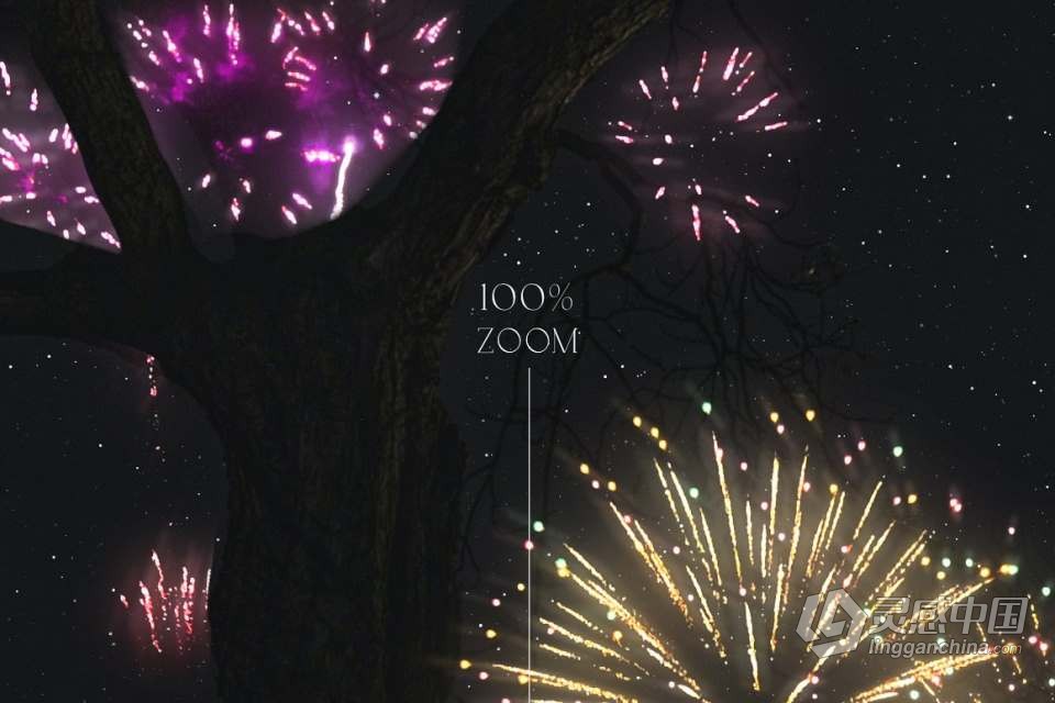 100张节日夜景焰火烟花礼花爆炸照片叠加PNG合成素材 Firework Overlays  灵感中国网 www.lingganchina.com
