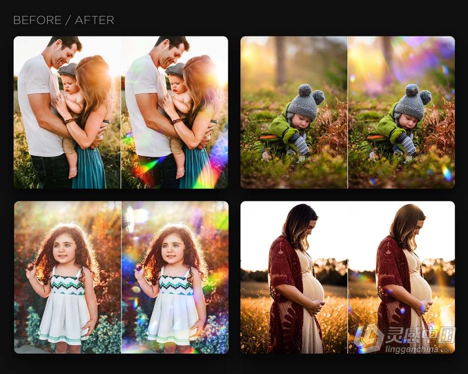 75张彩虹棱镜光斑耀斑漏光光效摄影后期叠加合成素材 75 Rainbow Prism Overlays Pack  灵感中国网 www.lingganchina.com