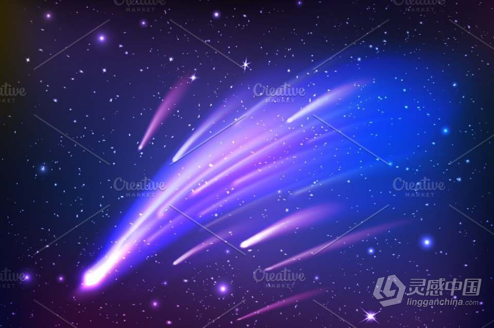 30+烟花闪电流星彩虹火焰爆炸烟雾等创意设计矢量素材 Big Graphic Effects Set  灵感中国网 www.lingganchina.com