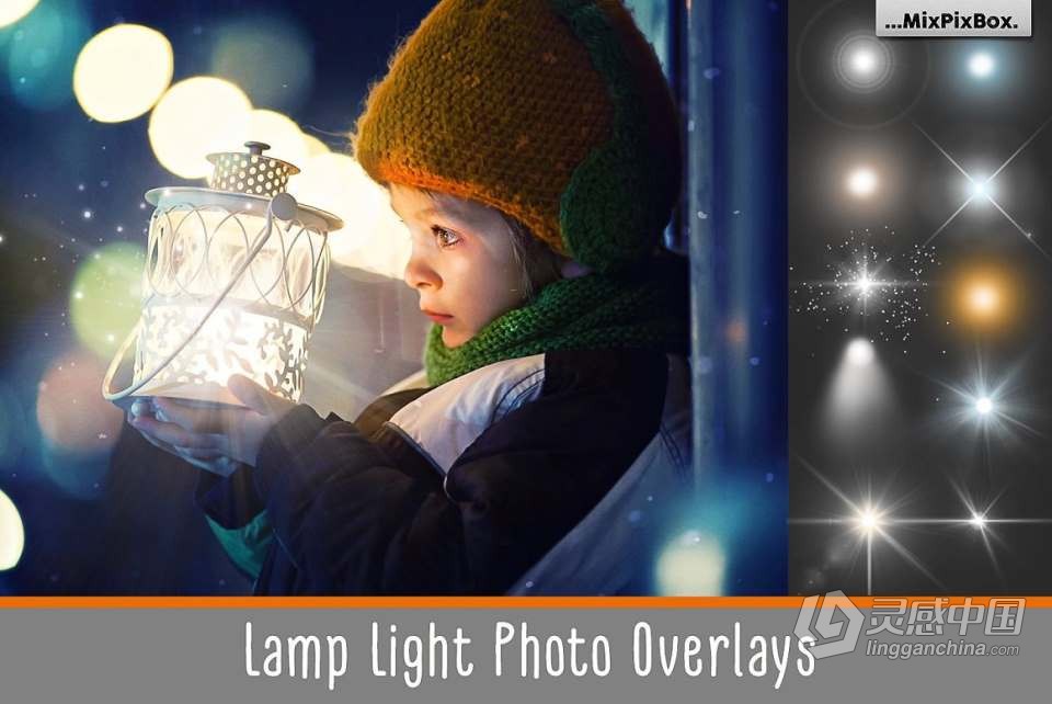 20张温暖柔和灯光光线创意设计合成PNG素材 Lamp Light Photo Overlays  灵感中国网 www.lingganchina.com