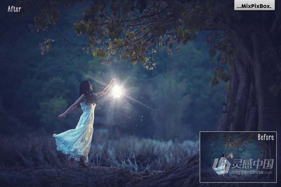 20张温暖柔和灯光光线创意设计合成PNG素材 Lamp Light Photo Overlays  灵感中国网 www.lingganchina.com