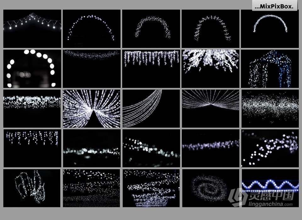 100张璀璨闪亮银色光斑粒子照片叠加合成素材 100 Silver Lights Photo Overlays  灵感中国网 www.lingganchina.com
