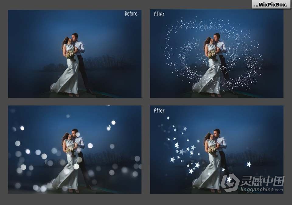 100张璀璨闪亮银色光斑粒子照片叠加合成素材 100 Silver Lights Photo Overlays  灵感中国网 www.lingganchina.com