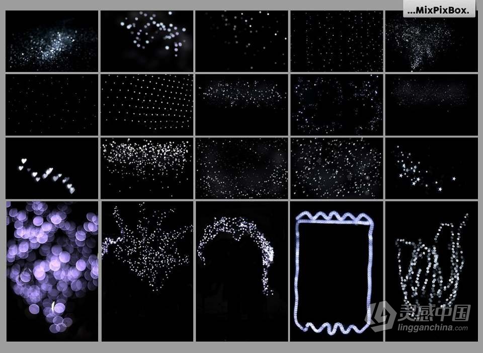100张璀璨闪亮银色光斑粒子照片叠加合成素材 100 Silver Lights Photo Overlays  灵感中国网 www.lingganchina.com