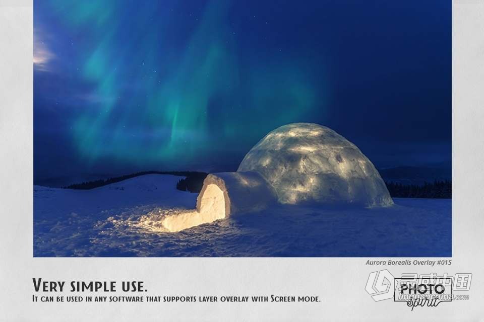 22种北极极光夜景天空合成叠加高清图片素材 Aurora Borealis Effect Overlays  灵感中国网 www.lingganchina.com