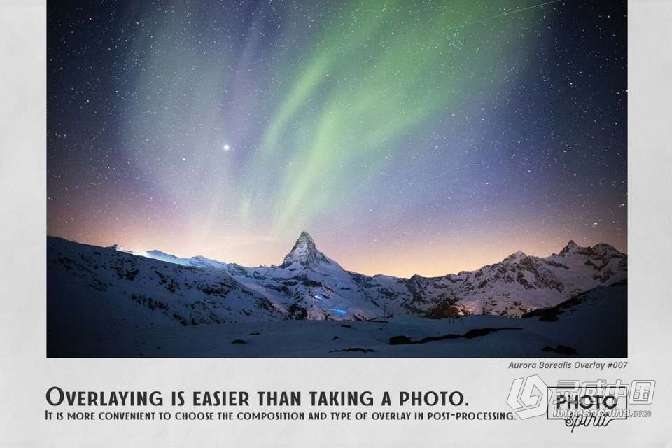 22种北极极光夜景天空合成叠加高清图片素材 Aurora Borealis Effect Overlays  灵感中国网 www.lingganchina.com