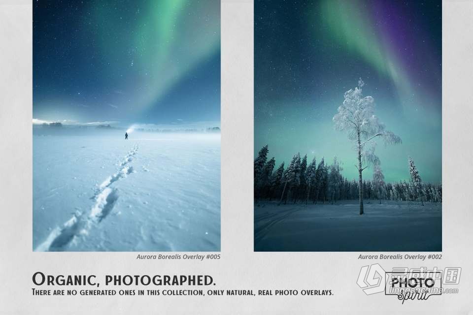 22种北极极光夜景天空合成叠加高清图片素材 Aurora Borealis Effect Overlays  灵感中国网 www.lingganchina.com