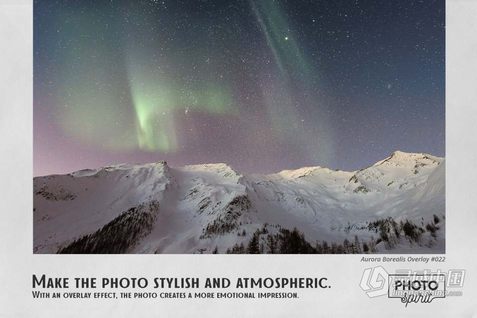 22种北极极光夜景天空合成叠加高清图片素材 Aurora Borealis Effect Overlays  灵感中国网 www.lingganchina.com