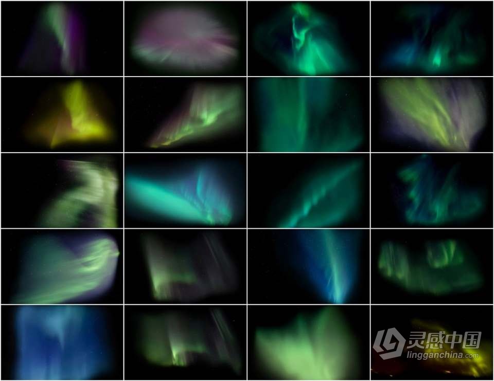 22种北极极光夜景天空合成叠加高清图片素材 Aurora Borealis Effect Overlays  灵感中国网 www.lingganchina.com