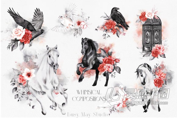 150种各类童话水彩手绘动物花卉插画艺术图案PNG图片素材合集 Whimsical Fairy Tale Collection  灵感中国网 www.lingganchina.com