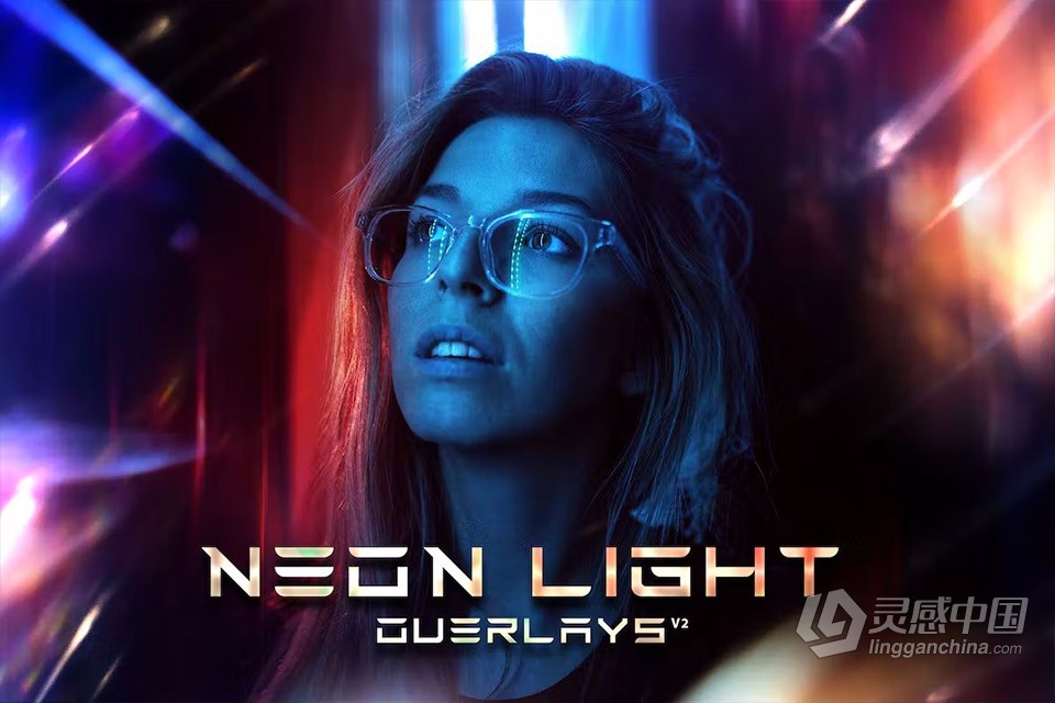 30张彩色霓虹夜色灯光光斑散景照片叠加图片素材 Neon Light Overlays V2  灵感中国网 www.lingganchina.com