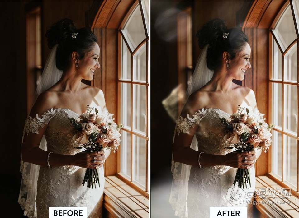 120张婚礼摄影婚礼摄影后期光线光斑漏光叠加氛围增强PNG素材 120 Wedding Light Overlays  灵感中国网 www.lingganchina.com