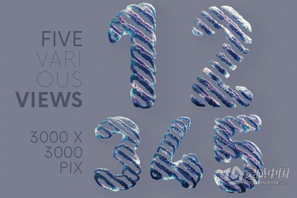44张外星人DNA基因链科学图形组合3D字母PNG素材 Alien DNA Science – 3D Lettering  灵感中国网 www.lingganchina.com