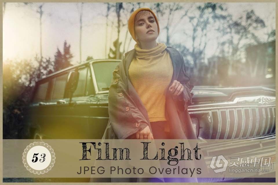 53张镜头光晕散景耀斑霓虹辉光光效照片叠加素材 Film Light Overlays Digital Bokeh  灵感中国网 www.lingganchina.com