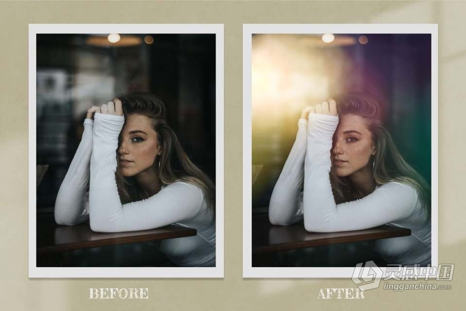 53张镜头光晕散景耀斑霓虹辉光光效照片叠加素材 Film Light Overlays Digital Bokeh  灵感中国网 www.lingganchina.com