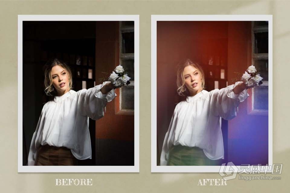53张镜头光晕散景耀斑霓虹辉光光效照片叠加素材 Film Light Overlays Digital Bokeh  灵感中国网 www.lingganchina.com