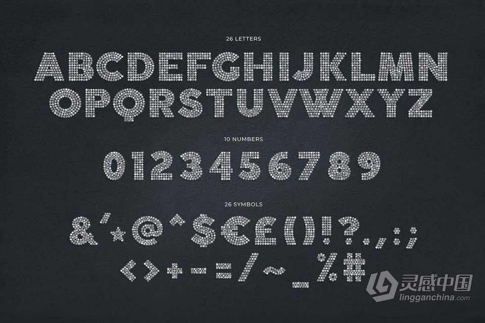 62个闪光钻石组合排列字母数字符号创意设计PNG图片素材 Diamond Letters  灵感中国网 www.lingganchina.com