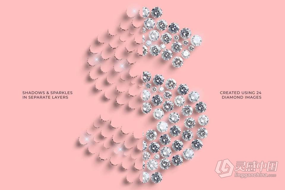 62个闪光钻石组合排列字母数字符号创意设计PNG图片素材 Diamond Letters  灵感中国网 www.lingganchina.com