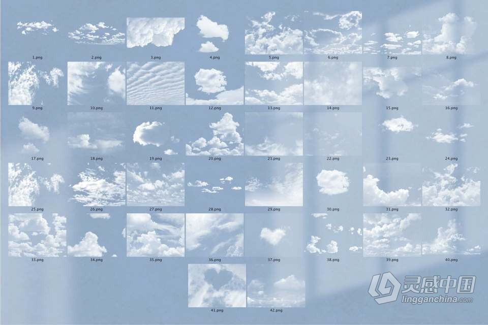 42张摄影后期合成高清天空云彩云层纹理叠加合成素材 Real Cloud Overlay Photoshop Effects  灵感中国网 www.lingganchina.com