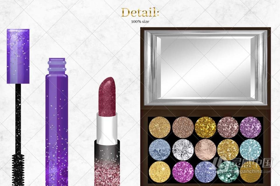 32张高品质化妆品口红粉饼睫毛眼线剪贴画PNG图片素材 Makeup Clipart, Cosmetic Art Clip  灵感中国网 www.lingganchina.com