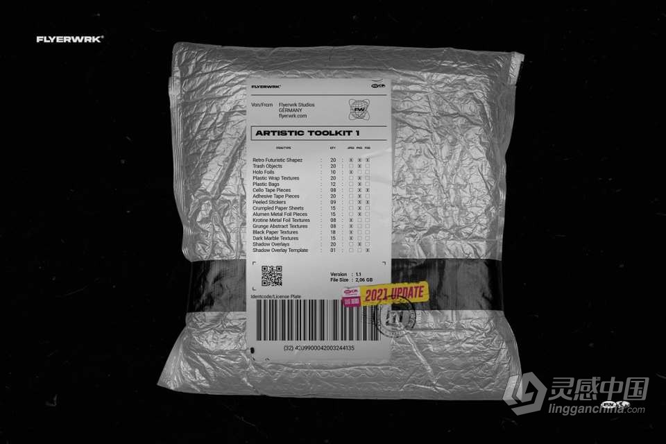 160+ 潮流透明薄膜铝箔塑料贴纸光影褶皱叠加纹理图片PS设计素材 Artistic Toolkit  灵感中国网 www.lingganchina.com