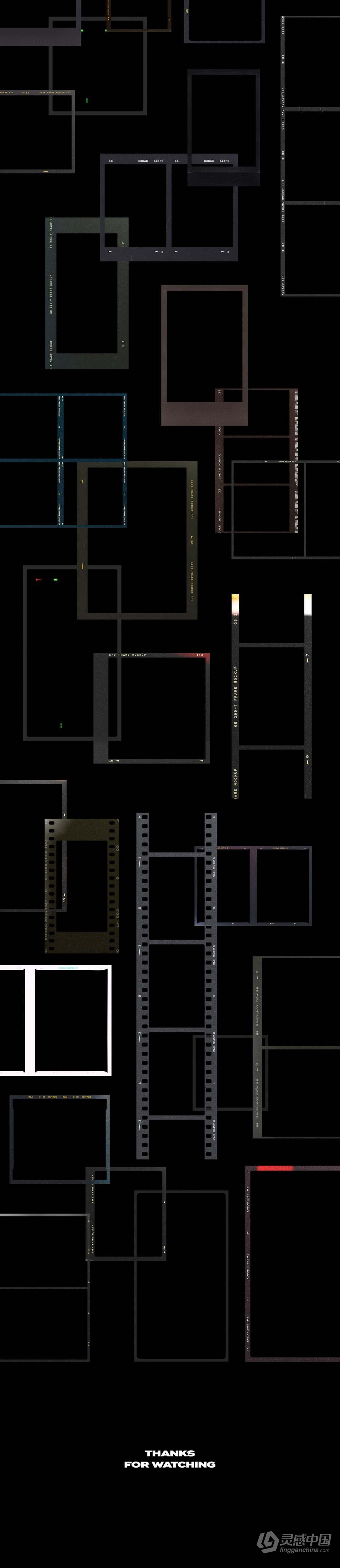 复古划痕轻泄露电影帧胶卷底片相片边框特效PS样机模板合集 Film Frame Mockup Template Bundle  灵感中国网 www.lingganchina.com