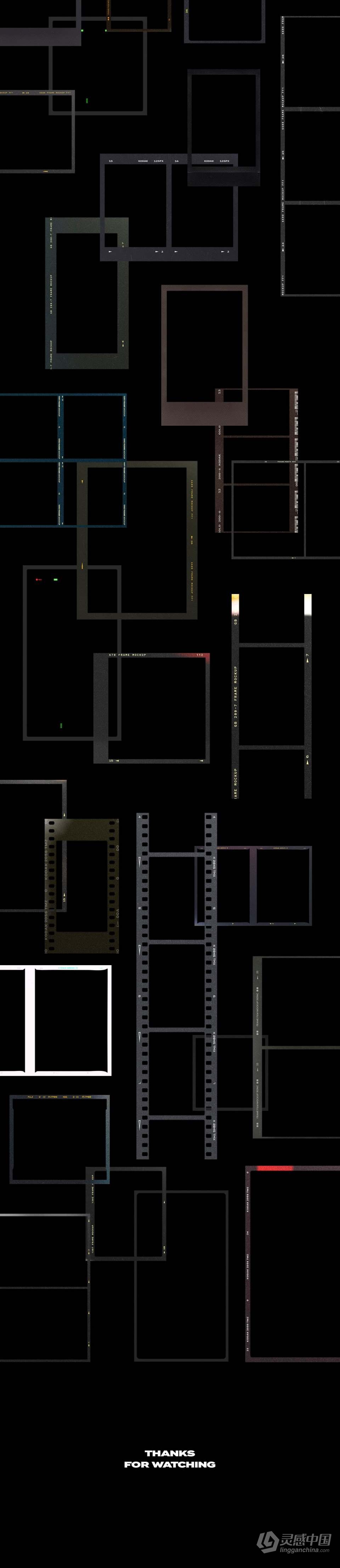 复古划痕轻泄露电影帧胶卷底片相片边框特效PS样机模板合集 Film Frame Mockup Template Bundle  灵感中国社区 www.lingganchina.com