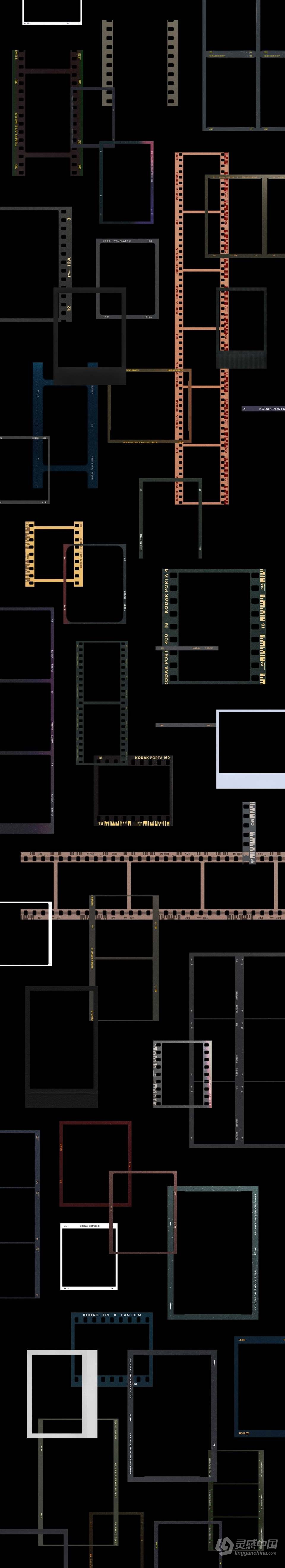 复古划痕轻泄露电影帧胶卷底片相片边框特效PS样机模板合集 Film Frame Mockup Template Bundle  灵感中国网 www.lingganchina.com