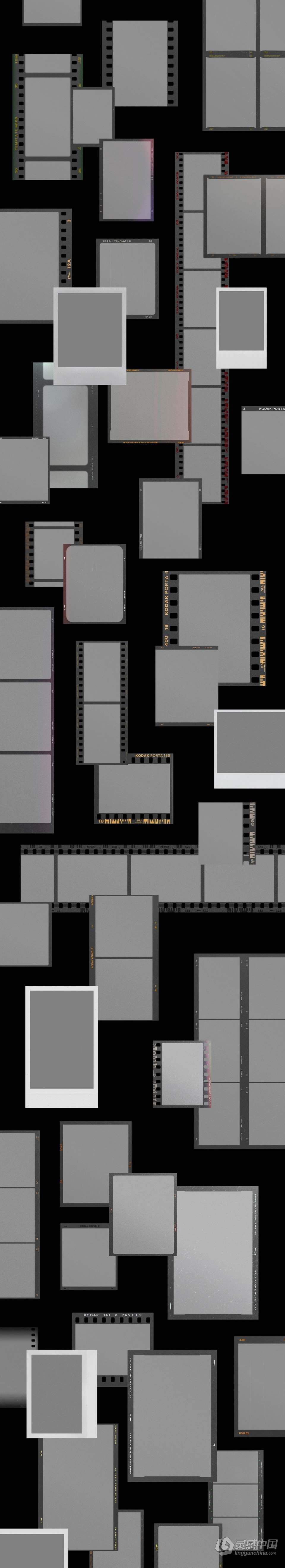 复古划痕轻泄露电影帧胶卷底片相片边框特效PS样机模板合集 Film Frame Mockup Template Bundle  灵感中国网 www.lingganchina.com