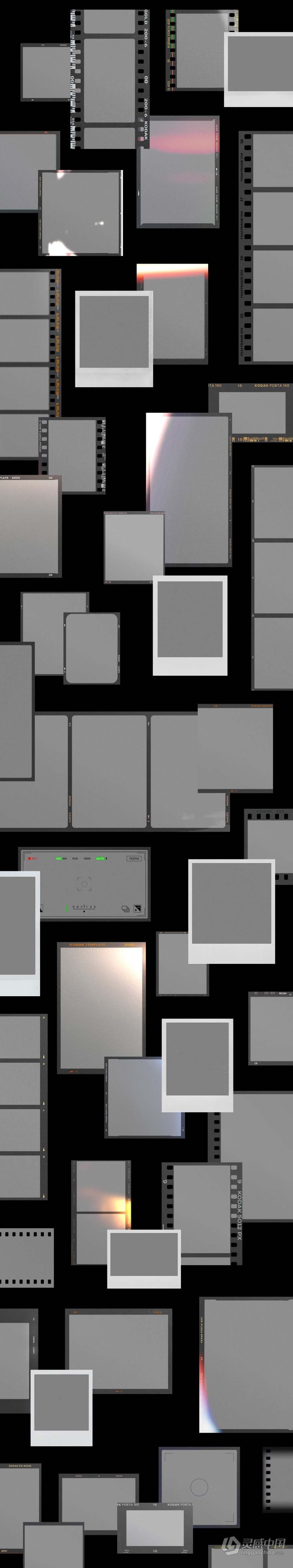 复古划痕轻泄露电影帧胶卷底片相片边框特效PS样机模板合集 Film Frame Mockup Template Bundle  灵感中国网 www.lingganchina.com