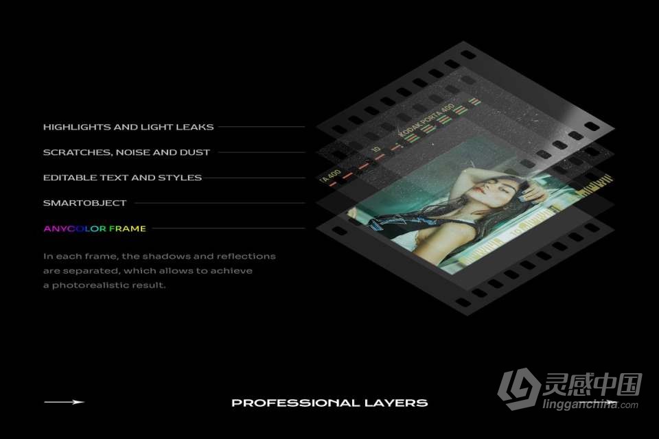 复古划痕轻泄露电影帧胶卷底片相片边框特效PS样机模板合集 Film Frame Mockup Template Bundle  灵感中国网 www.lingganchina.com