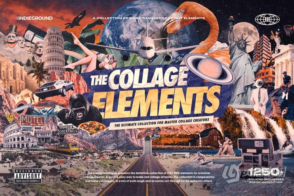 1260+老式复古杂志书籍印刷品拼贴剪切PNG元素合集 Indieground – Collage Elements  灵感中国网 www.lingganchina.com