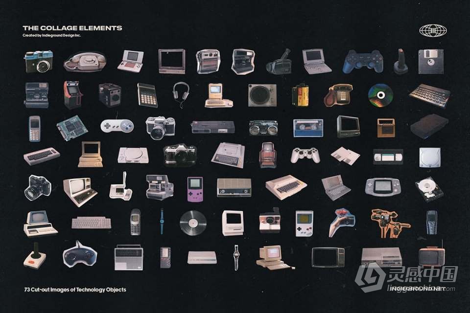 1260+老式复古杂志书籍印刷品拼贴剪切PNG元素合集 Indieground – Collage Elements  灵感中国网 www.lingganchina.com