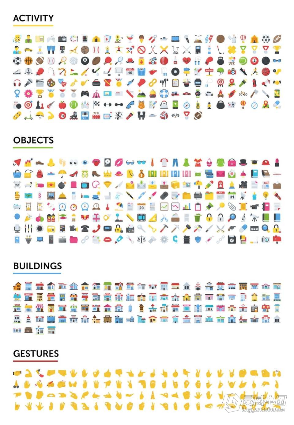2500个动物建筑运动生活物品标志符号笑脸表情等Emoji矢量图像合集 2500 Emoji Icons Bundle  灵感中国网 www.lingganchina.com