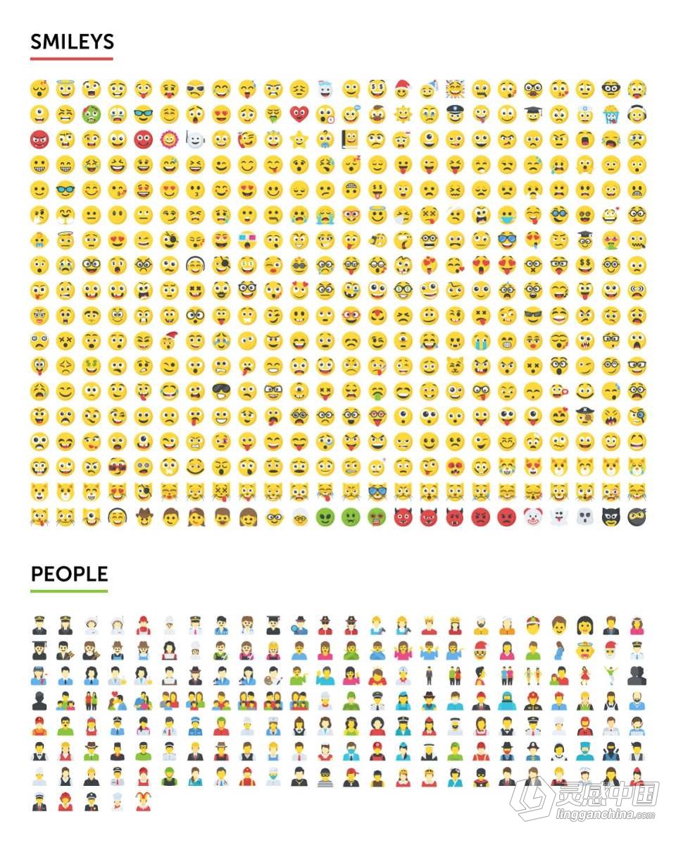 2500个动物建筑运动生活物品标志符号笑脸表情等Emoji矢量图像合集 2500 Emoji Icons Bundle  灵感中国社区 www.lingganchina.com