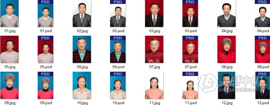 证件照服装素材-老人服装证件照素材女装服装素材12款  灵感中国网 www.lingganchina.com