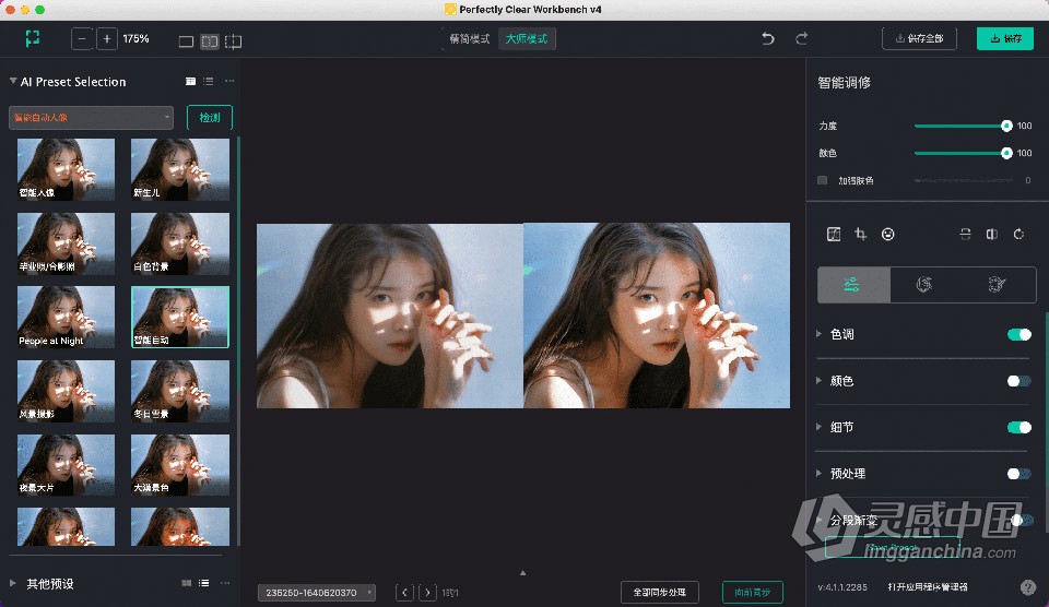 智能图像清晰照片校正编辑软件 Perfectly Clear Workbench 4.3.0.2444中文版 Mac版本下载  灵感中国网 www.lingganchina.com