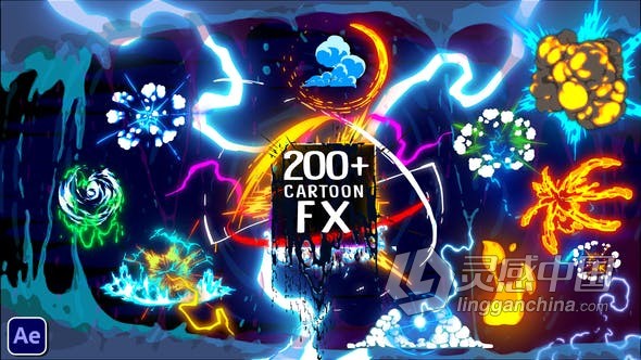 220 Cartoon FX AE模板卡通涂鸦电流能量火焰液体烟雾爆炸MG动画  灵感中国网 www.lingganchina.com