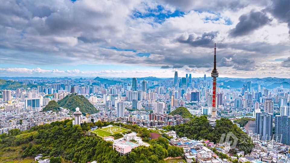实拍视频素材-大气航拍延时贵阳主城区云端之下实拍视频素材  灵感中国网 www.lingganchina.com