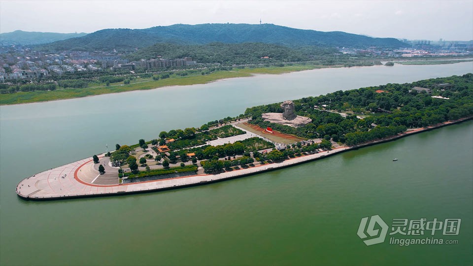 实拍视频素材-湖南长沙橘子洲头5A景区航拍实拍视频素材  灵感中国网 www.lingganchina.com