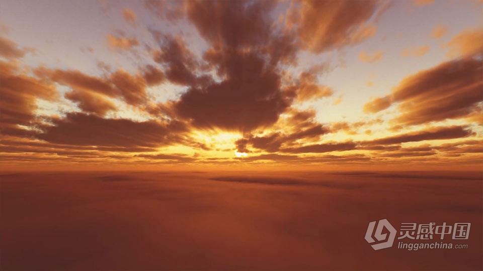 实拍视频素材-震撼天空夕阳云彩火烧云自然风光实拍视频素材  灵感中国网 www.lingganchina.com
