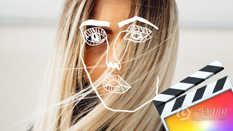 FCPX插件-Disclosure Face Effect FCPX插件15种手绘脸部表情添加线条效果  灵感中国网 www.lingganchina.com
