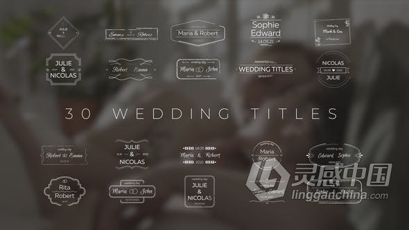 PR模板-mogrt基本图形30个婚礼文字标题动画PR模板下载  灵感中国网 www.lingganchina.com