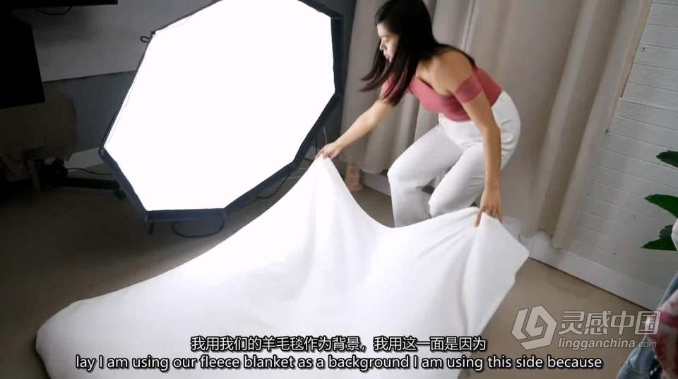 静物产品摄影-衣服服装静物产品平铺布光构图技巧 中英字幕  灵感中国网 www.lingganchina.com
