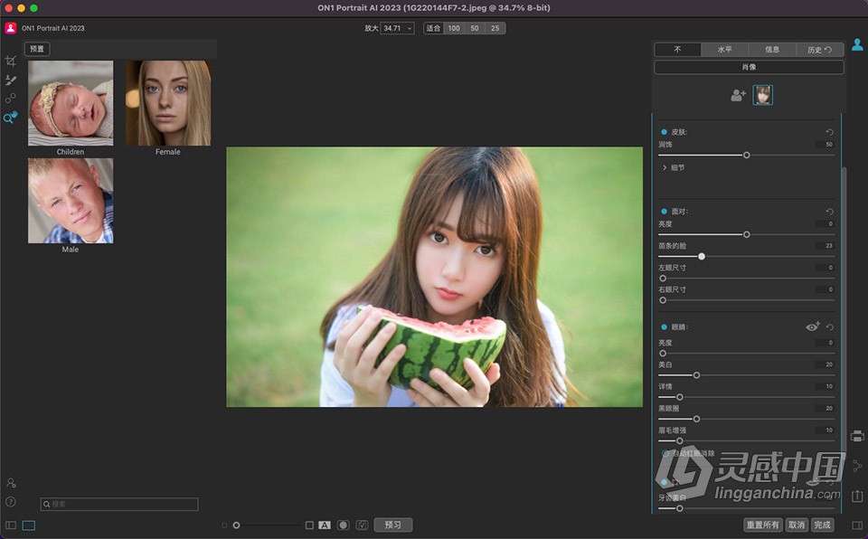 AI智能人像处理修图软件 ON1 Portrait AI 2023.5 v17.5.1.14028 中文版 Mac版本下载  灵感中国网 www.lingganchina.com
