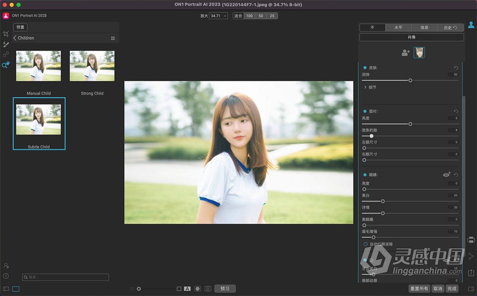 AI智能人像处理修图软件 ON1 Portrait AI 2023.5 v17.5.1.14028 中文版 Mac版本下载  灵感中国网 www.lingganchina.com