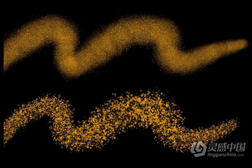 Procreate笔刷-金色粒子金屑闪光效果手绘插画创作Procreate笔刷 Glitter Procreate Brushes  灵感中国网 www.lingganchina.com