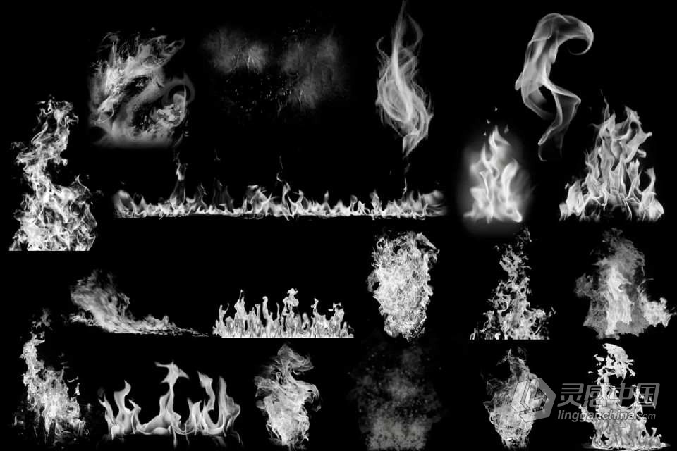 Procreate笔刷-火焰燃烧火花火苗烟雾插画设计Procreate笔刷 Fire and Flame Procreate Brushes  灵感中国网 www.lingganchina.com