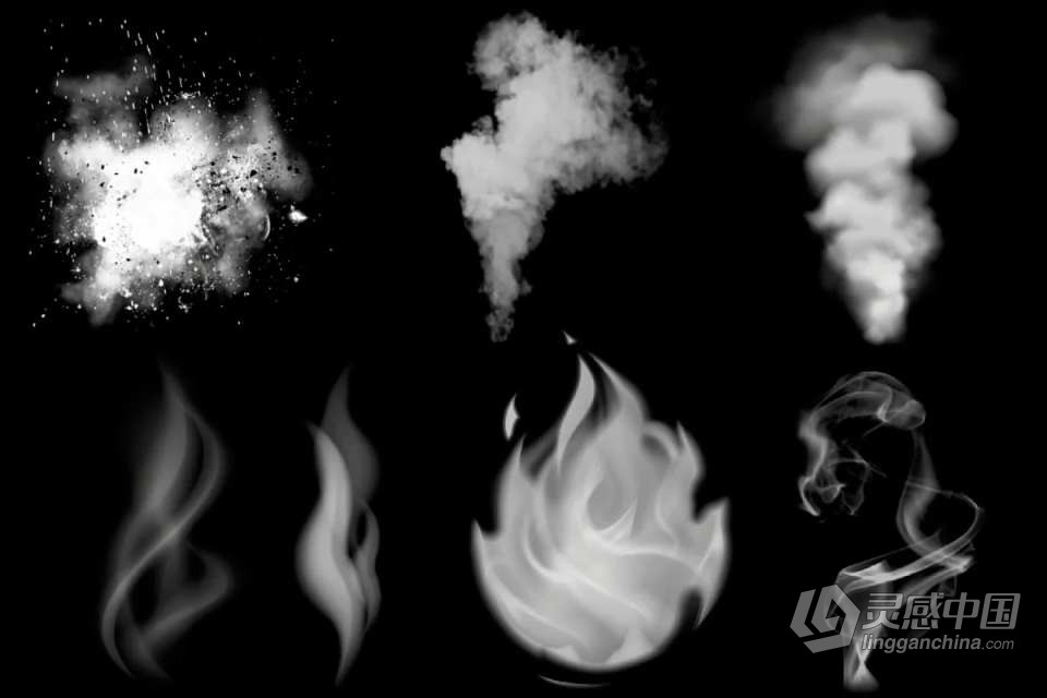 Procreate笔刷-火焰燃烧火花火苗烟雾插画设计Procreate笔刷 Fire and Flame Procreate Brushes  灵感中国网 www.lingganchina.com